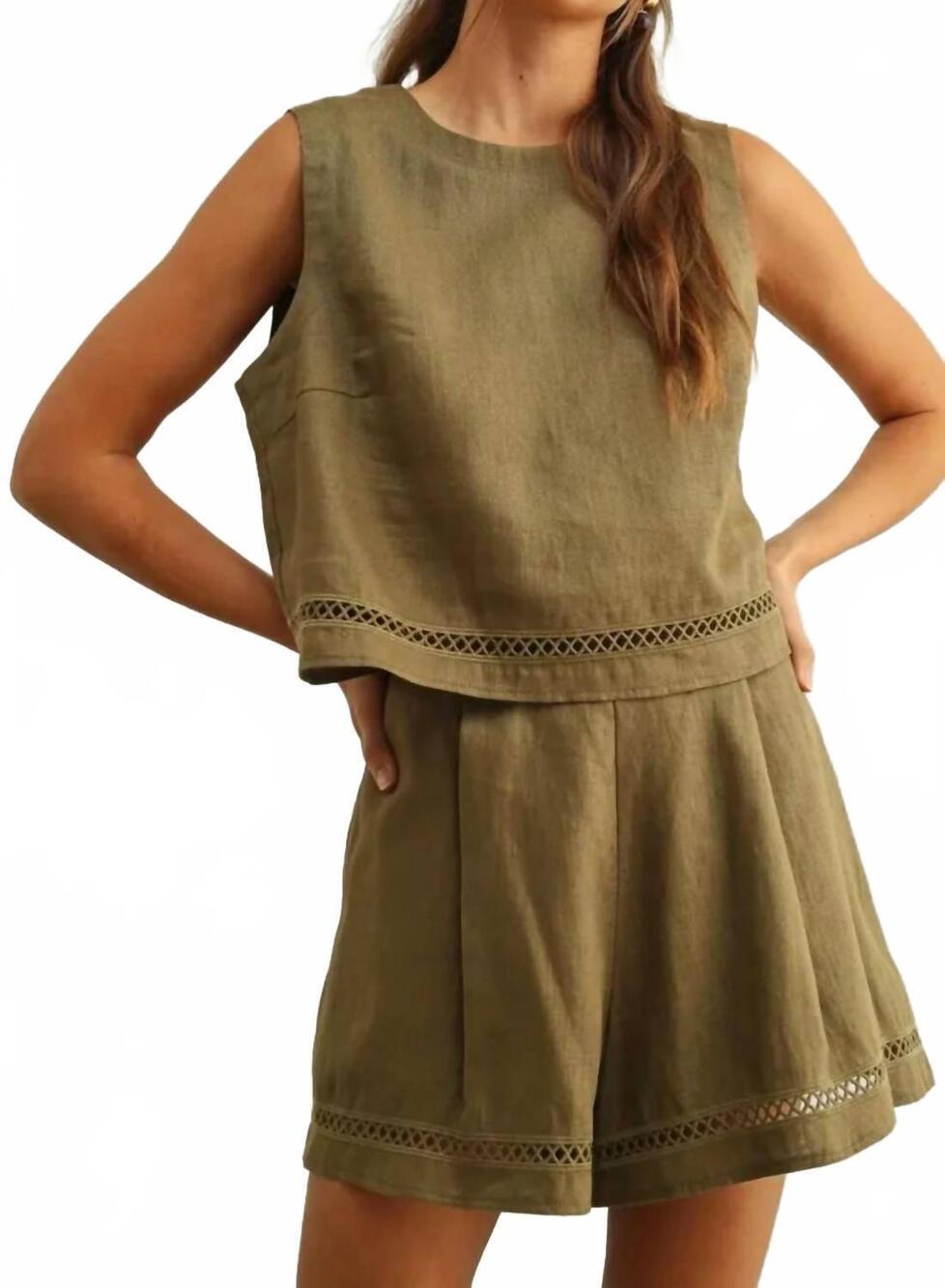 NEW MIOU MUSE linen sleeveless tank in olive